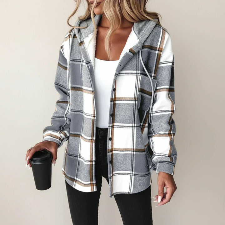 Women's Plaid Hooded Winter Shirt Jacket