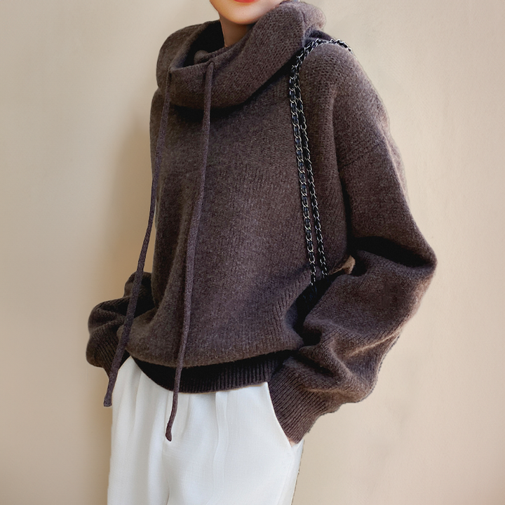 Women's Soft Knit Hoodie with Oversized Fit and Drawstring