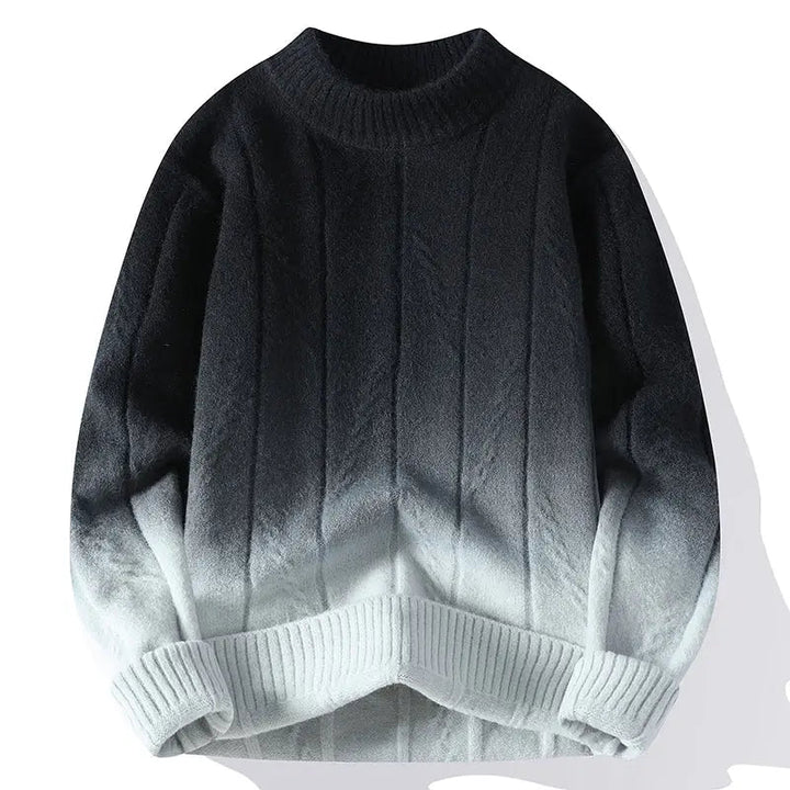 Maglione girocollo da uomo in lana, morbido, classico, lavorato a maglia sfumata