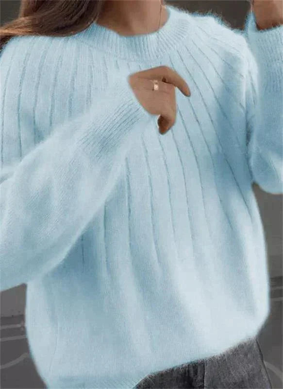 Women's Soft Knitted Oversized Sweater with Ribbed Texture