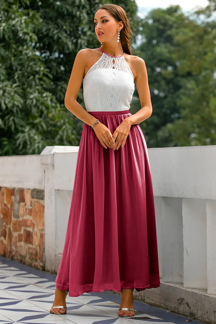 Yolanda | Women's Elegant Halter Dress for Wedding Guests-The Yellow Prime