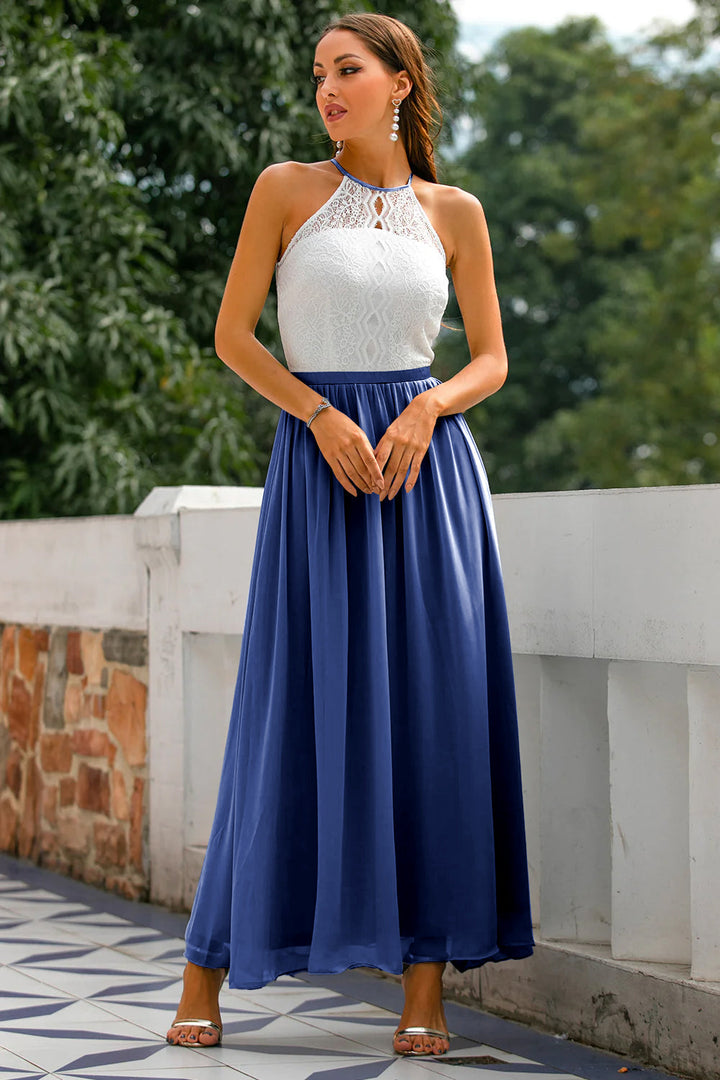 Yolanda | Women's Elegant Halter Dress for Wedding Guests-The Yellow Prime