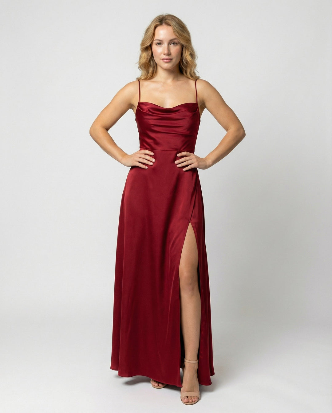 Women's Elegant Silk Maxi Dress with Flowing Cut-The Yellow Prime