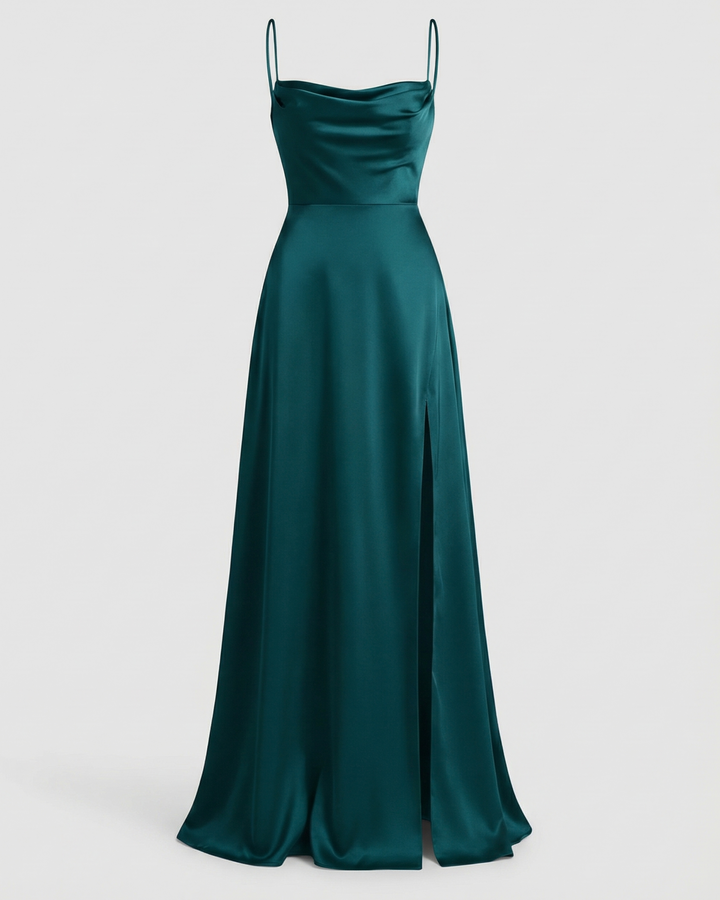 Women's Elegant Silk Maxi Dress with Flowing Cut-The Yellow Prime