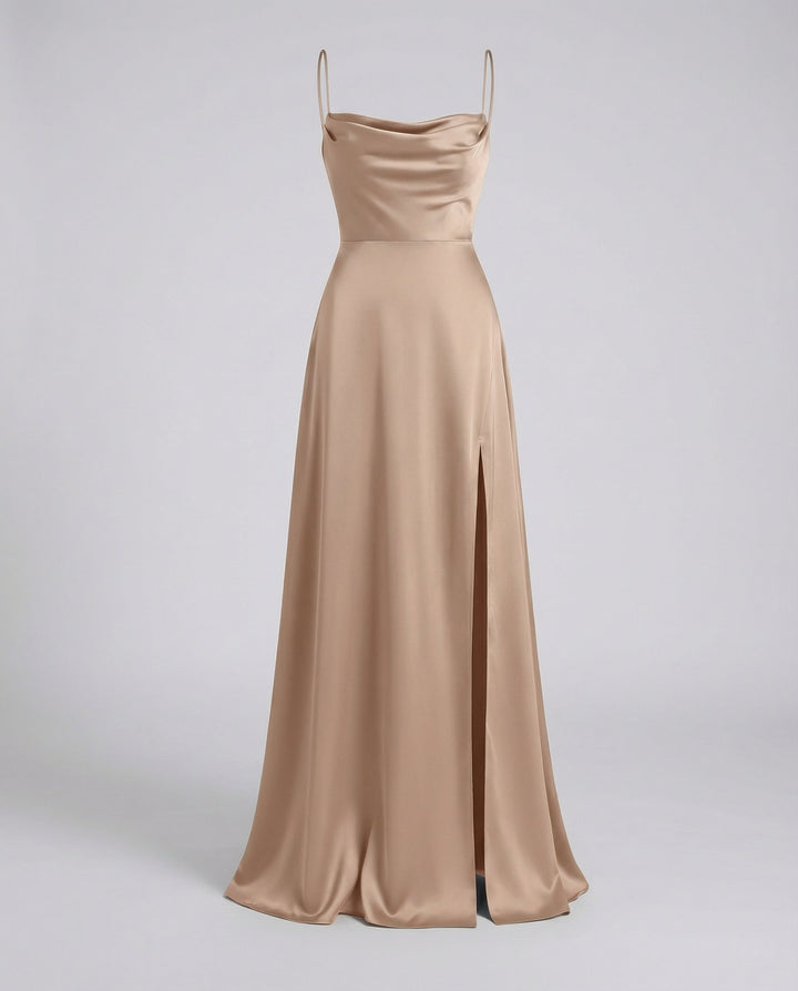 Women's Elegant Silk Maxi Dress with Flowing Cut-The Yellow Prime