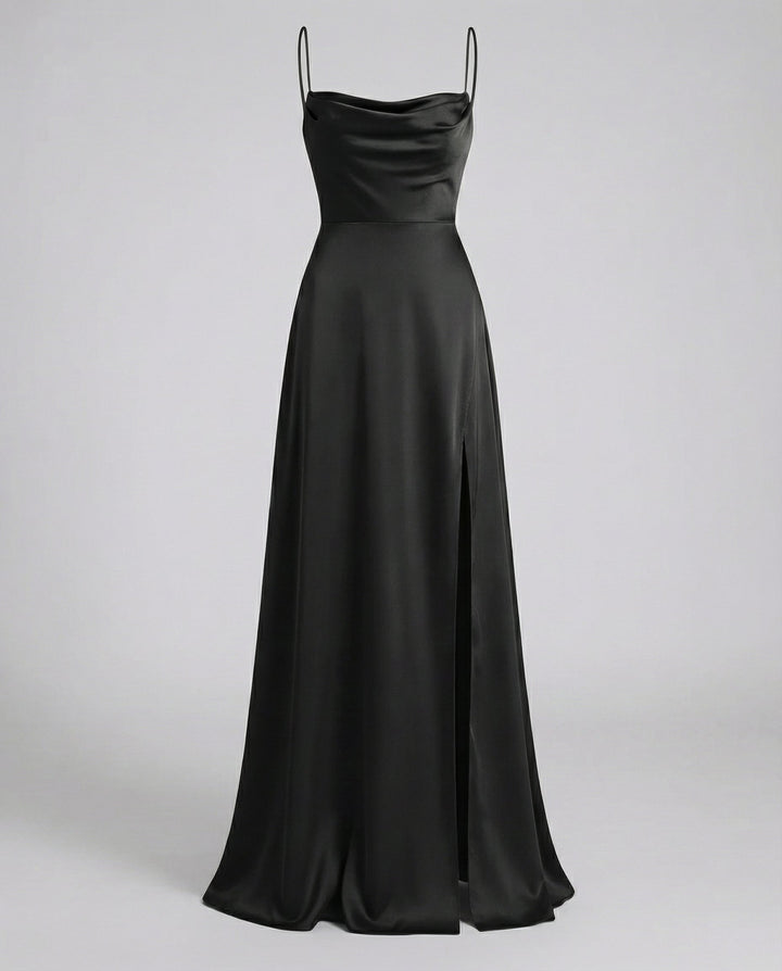Women's Elegant Silk Maxi Dress with Flowing Cut-The Yellow Prime