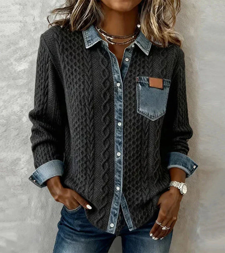Arielle | Women's Patchwork Knit Top-The Yellow Prime