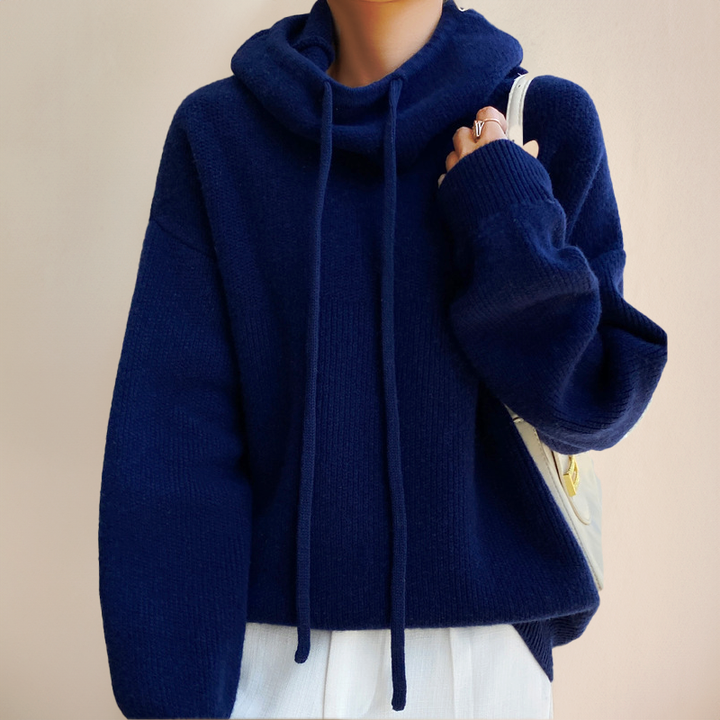 Women's Soft Knit Hoodie with Oversized Fit and Drawstring