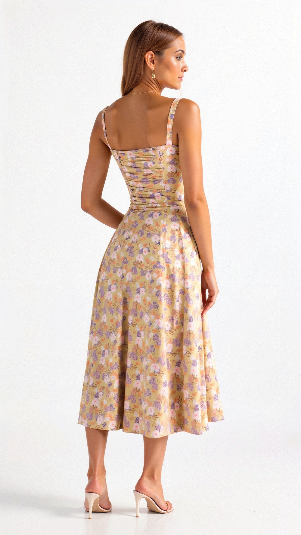 Zia | Women's Floral Midi Dress-The Yellow Prime