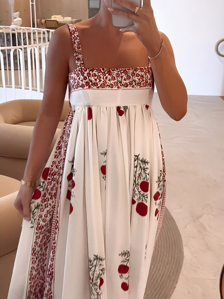 Zoe | Women's Boho Maxi Dress with Straps, Floral Design, Empire Cut-The Yellow Prime