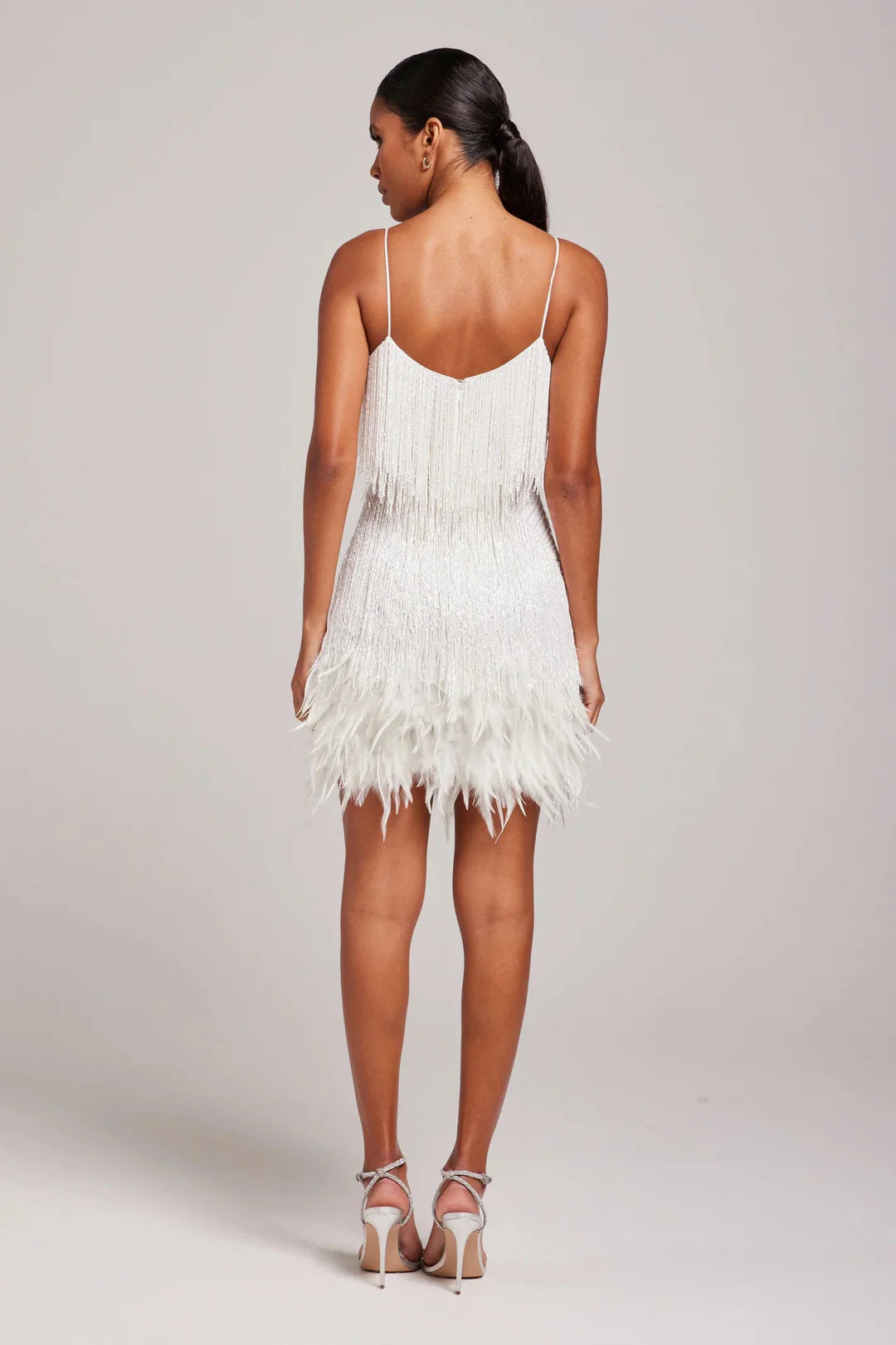 Samantha | Women's Fringe Feather Mini Dress-The Yellow Prime