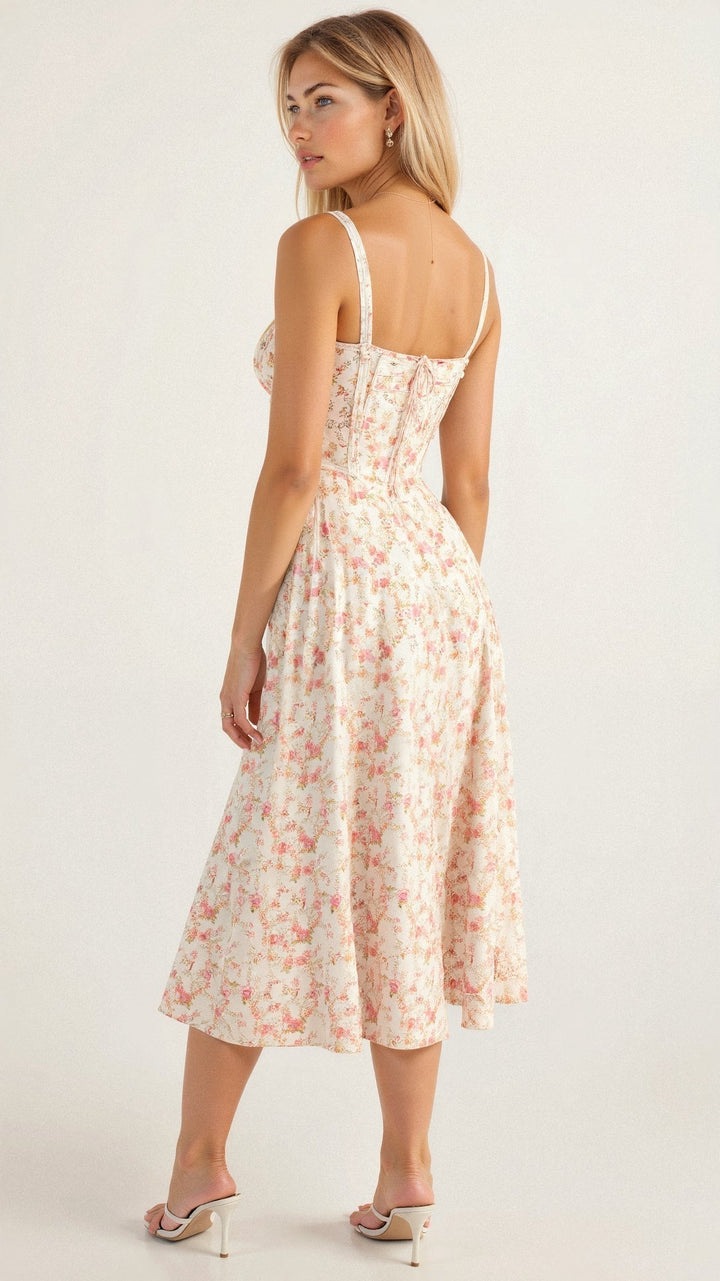 Zia | Women's Floral Midi Dress-The Yellow Prime