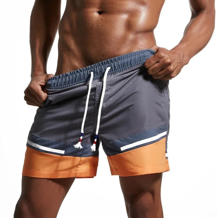 Men's Quick-Drying Color Block Patchwork Swim Shorts-The Yellow Prime