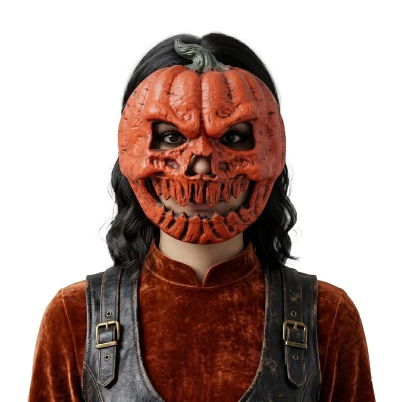 Griezelig Halloween-masker met pompoen en schedel