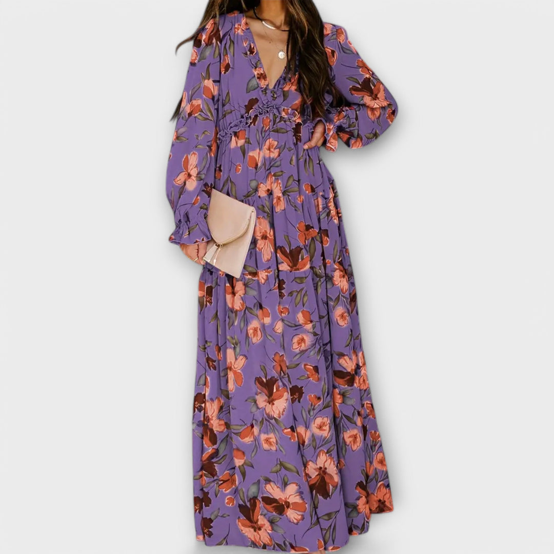 Amara | Women's Romantic Ruffled Floral Dress-The Yellow Prime