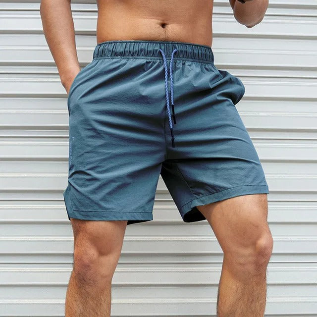 Men's Breathable Solid Color Swim Shorts with Drawstring-The Yellow Prime