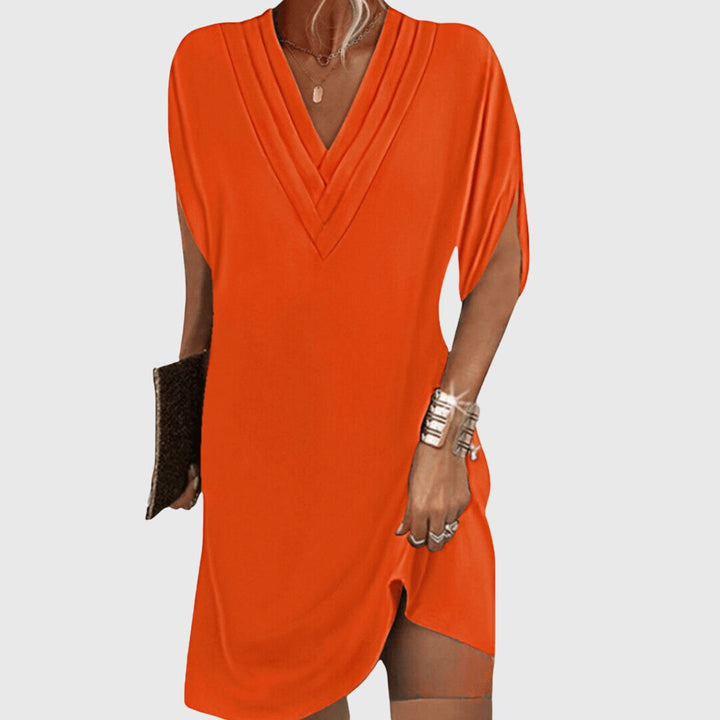 Angelica | Women's V-Neck Loose Mini Dress - Casual Summer Style-The Yellow Prime