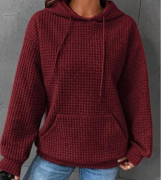 Women's Soft Cozy Waffle Knit Hoodie Sweater for Layering-The Yellow Prime