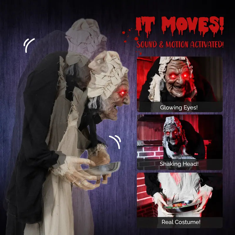 Personnage animé d’Halloween de 5 ft avec mouvement activé par le son et yeux à LED