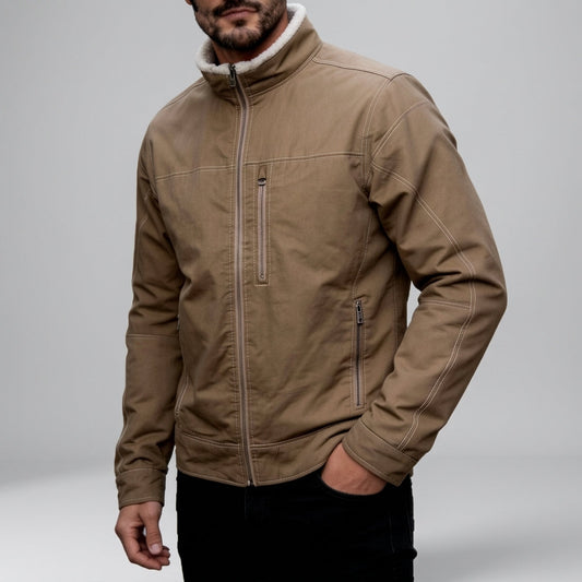Veste légère pour homme en fausse fourrure à col montant - Chaude, idéale en automne et en hiver