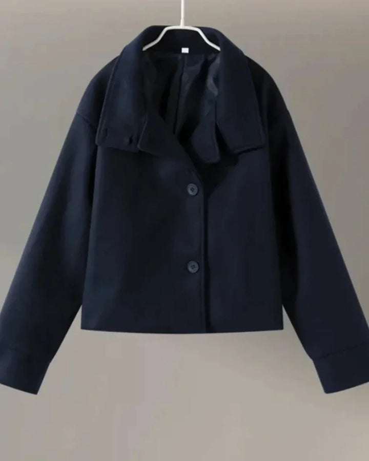 Women's Cropped High-Neck Elegant Coat