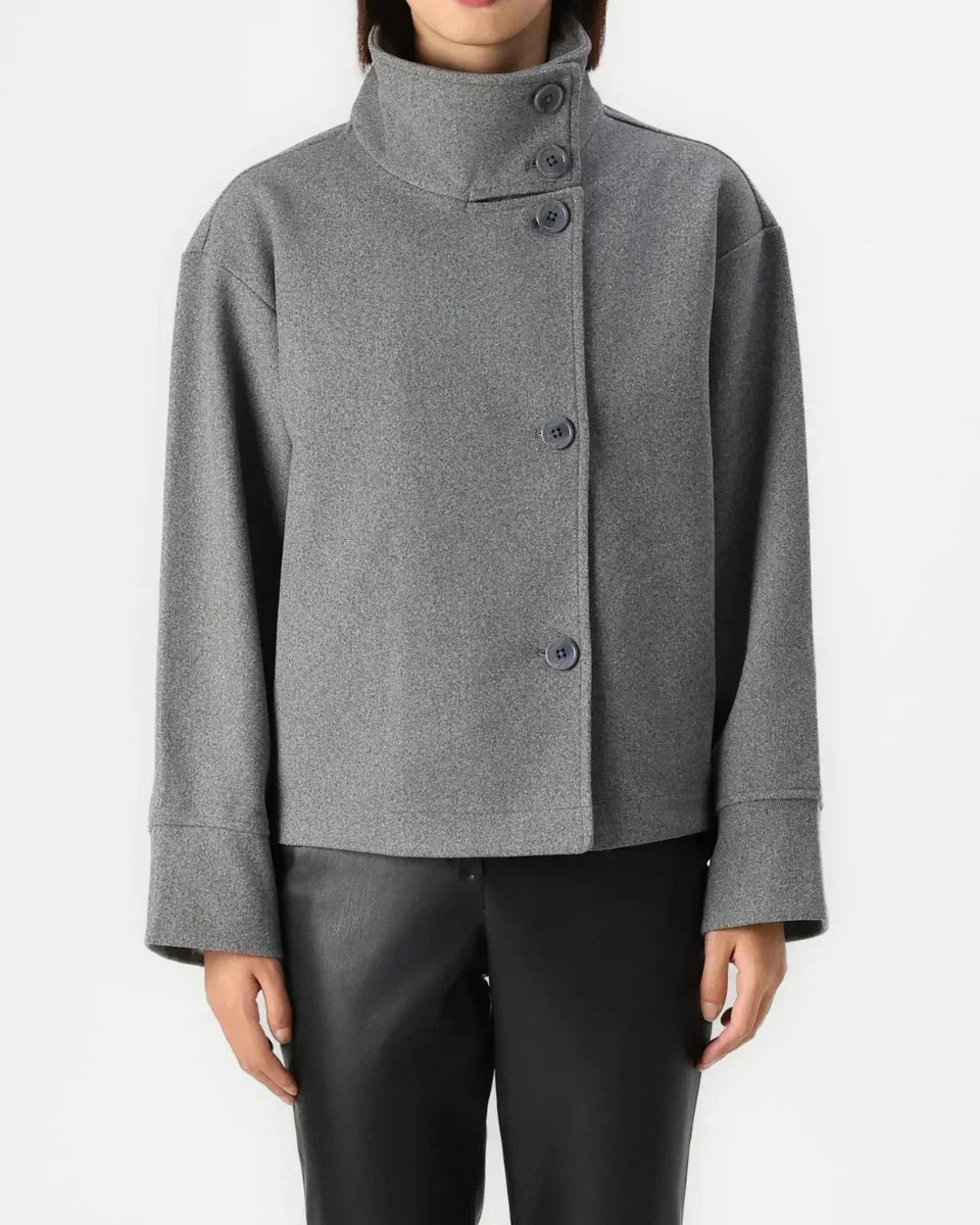 Women's Cropped High-Neck Elegant Coat