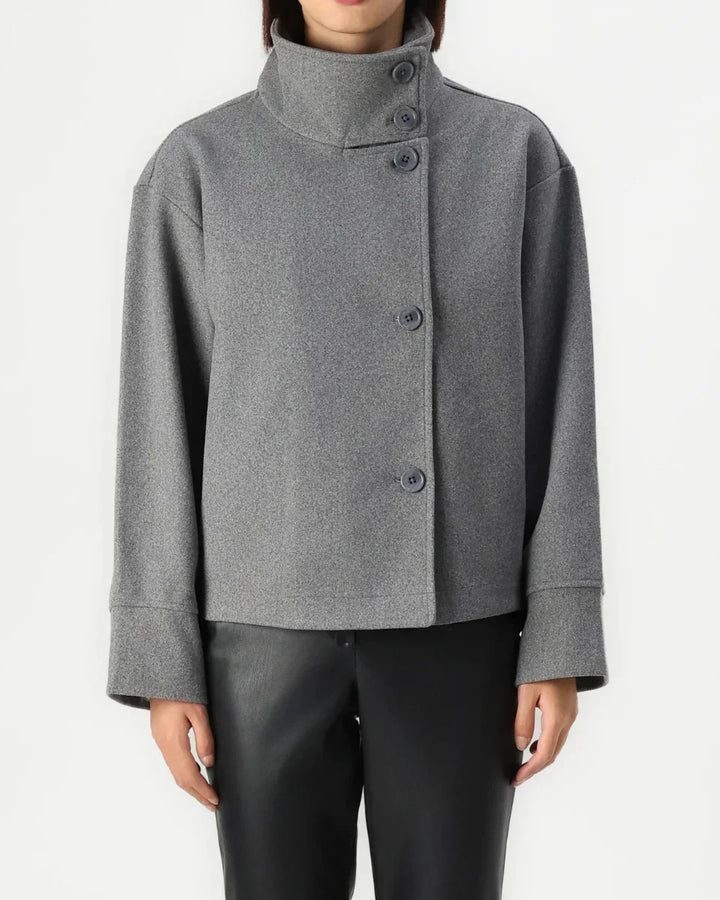 Women's Cropped High-Neck Elegant Coat