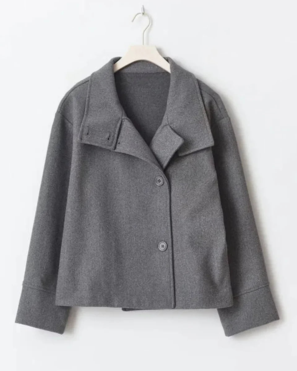 Women's Cropped High-Neck Elegant Coat