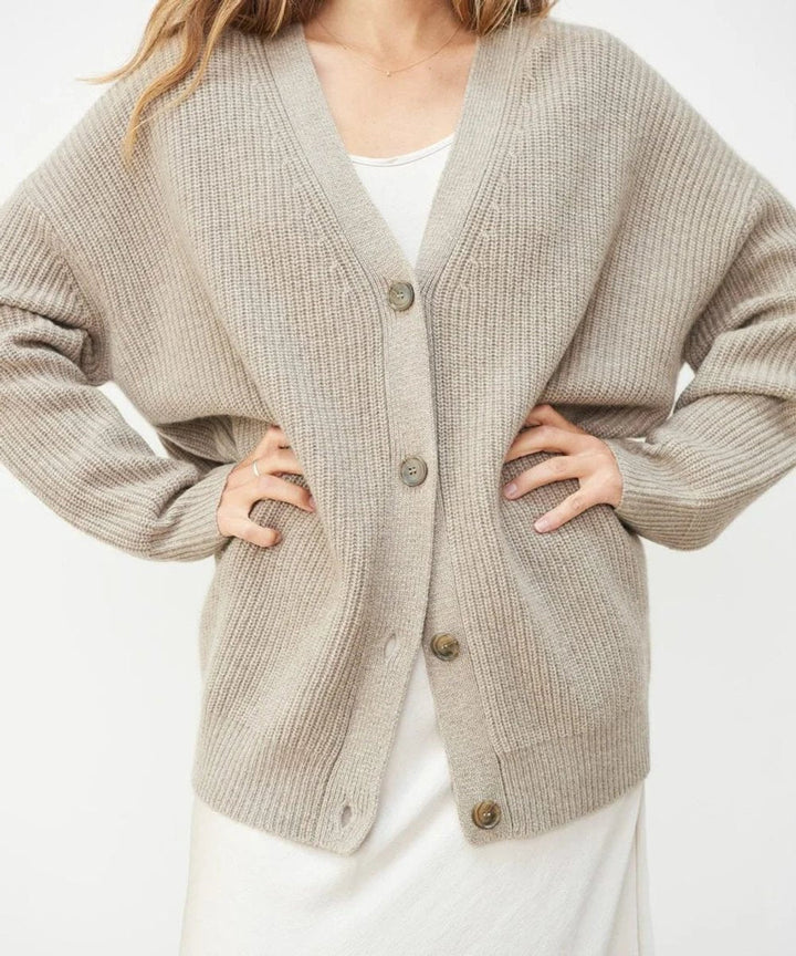Women's Relaxed Fit V-Neck Button Cardigan for Comfortable Style
