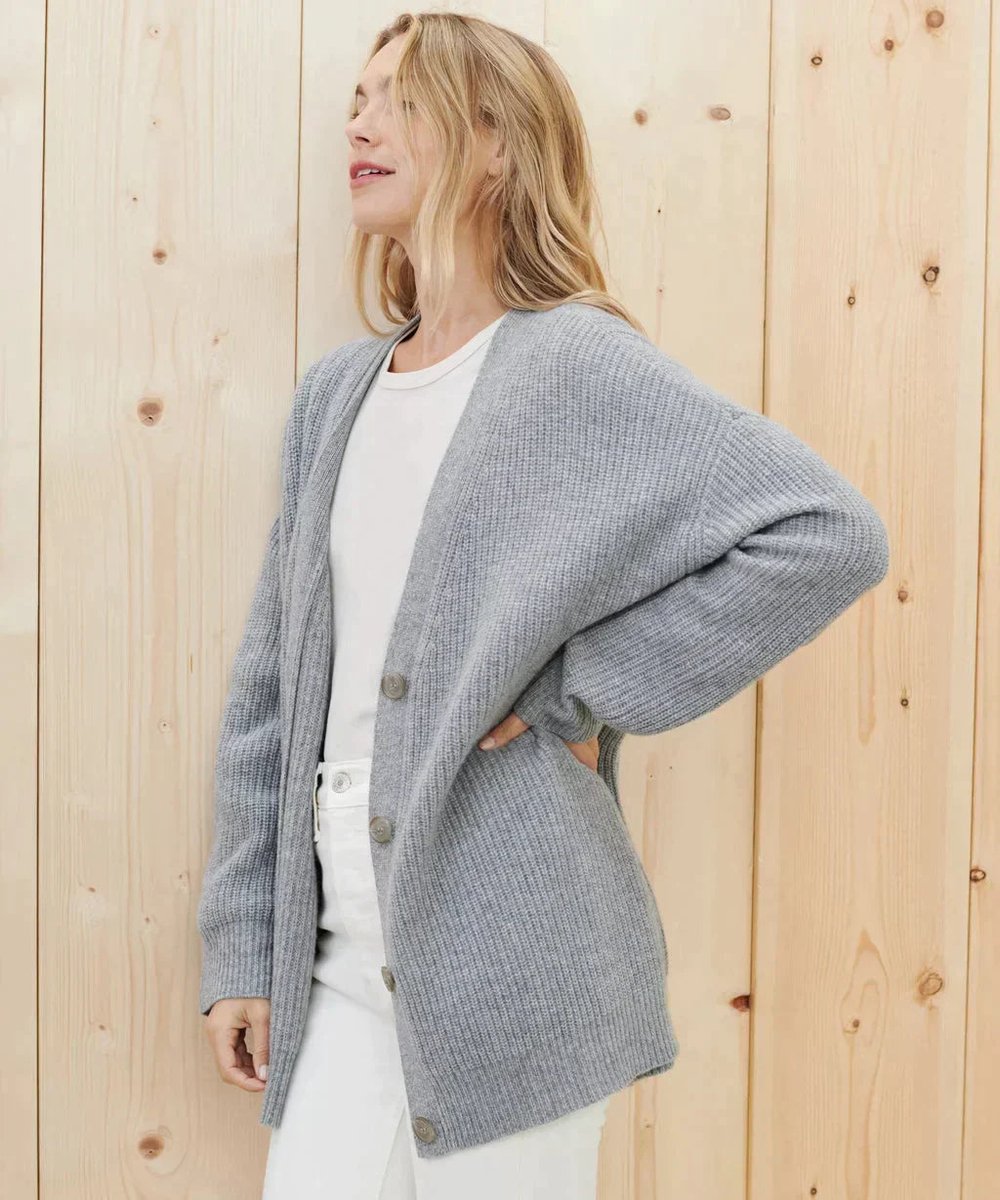 Women's Relaxed Fit V-Neck Button Cardigan for Comfortable Style