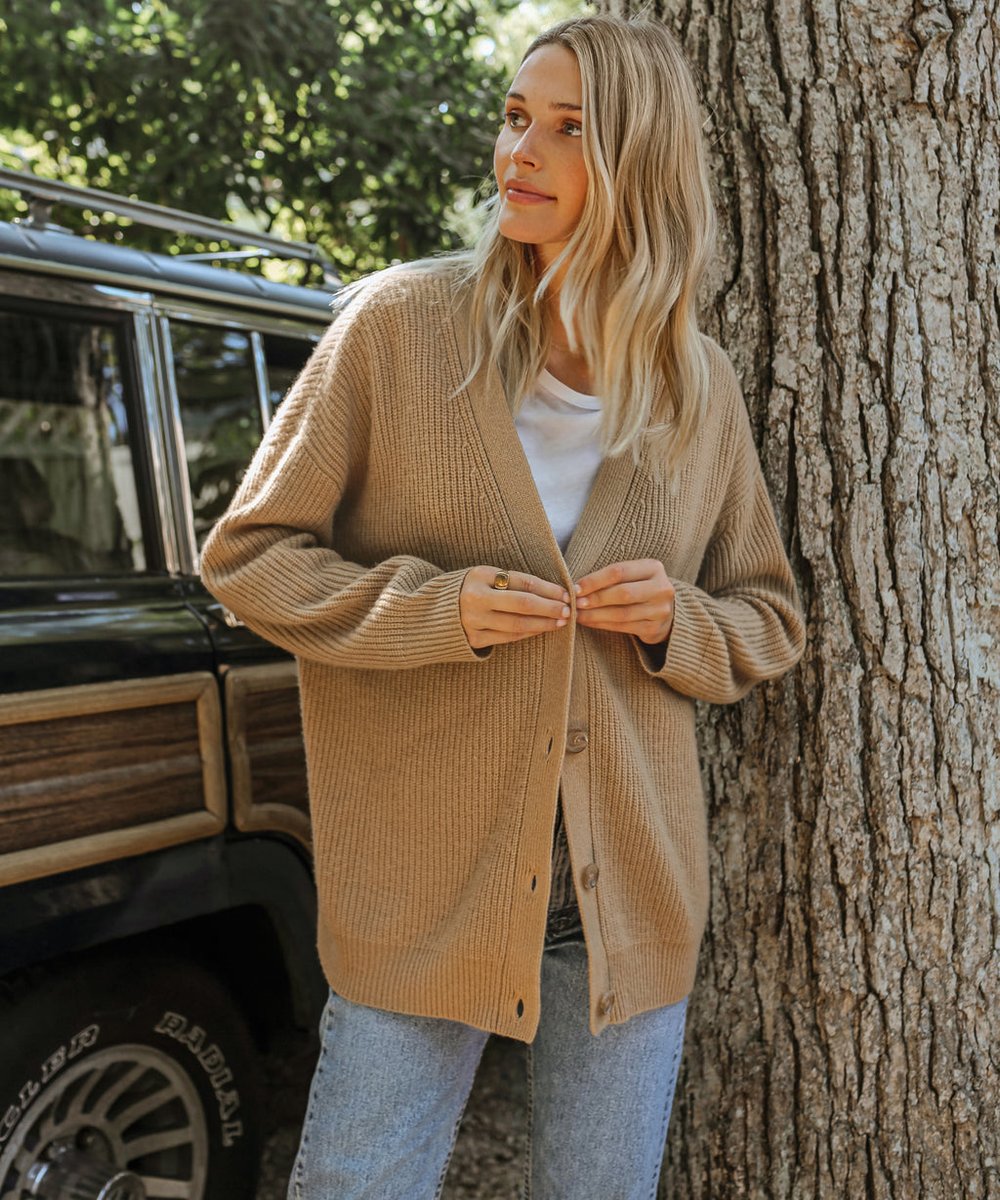 Women's Relaxed Fit V-Neck Button Cardigan for Comfortable Style
