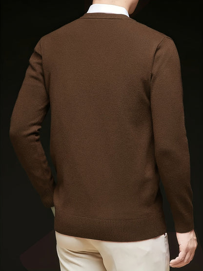 Suéter clásico con cuello en V para hombre – Prenda acogedora imprescindible para el otoño y el invierno