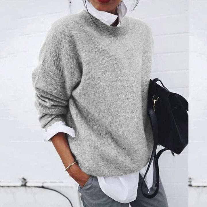 Women's Relaxed Fit Crew Neck Knit Sweater