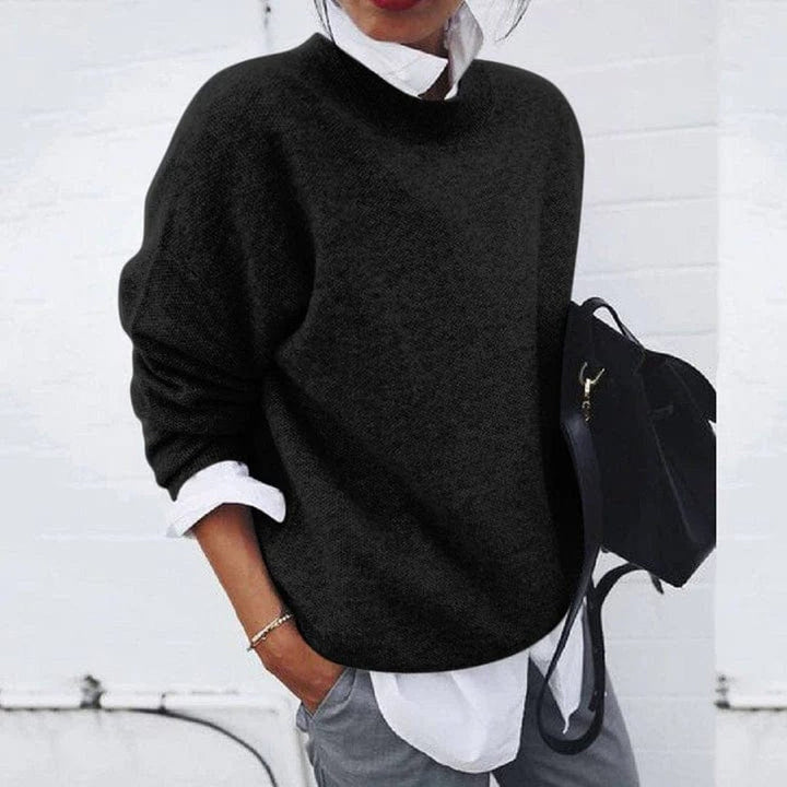 Women's Relaxed Fit Crew Neck Knit Sweater