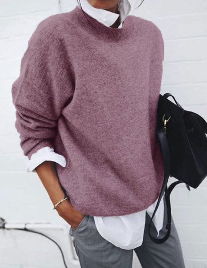 Women's Relaxed Fit Crew Neck Knit Sweater