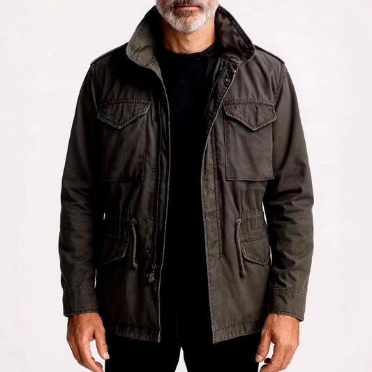 Men's Stand Collar Multi-Pocket Field Jacket