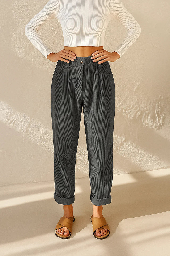 Women's Casual Loose Corduroy Trousers-The Yellow Prime