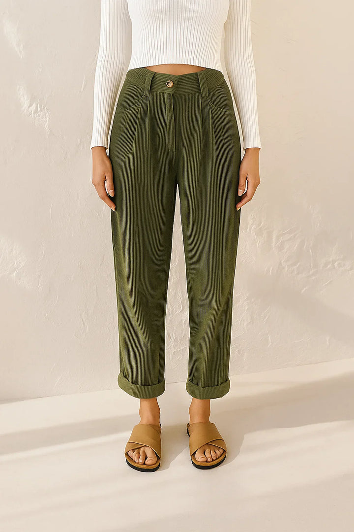 Women's Casual Loose Corduroy Trousers-The Yellow Prime