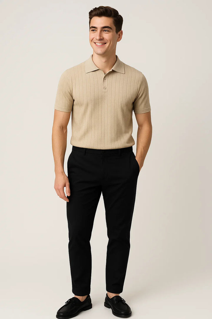 Men's Striped Summer Polo Shirt-The Yellow Prime