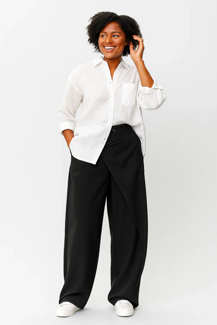 Women's Asymmetric Baggy Trousers for Stylish Comfort-The Yellow Prime