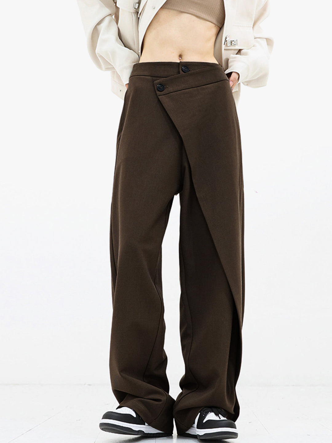 Women's Asymmetric Baggy Trousers for Stylish Comfort-The Yellow Prime