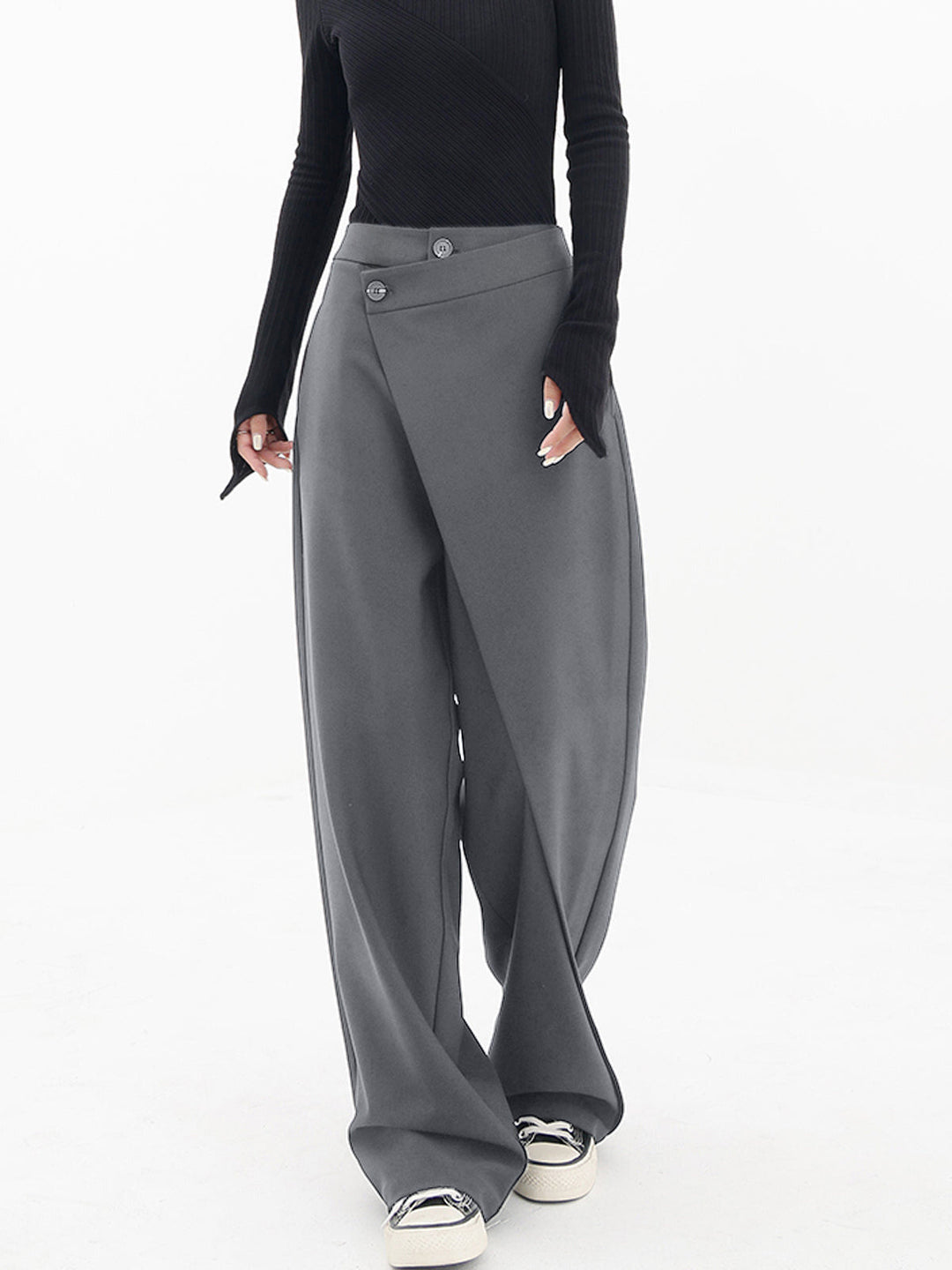 Women's Asymmetric Baggy Trousers for Stylish Comfort-The Yellow Prime