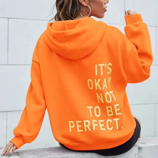 Women's Oversized Hoodie with Relaxed Back Slogan in Cotton Blend-The Yellow Prime