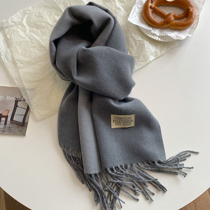 Women's Reversible Fringed Cashmere Winter Scarf-The Yellow Prime