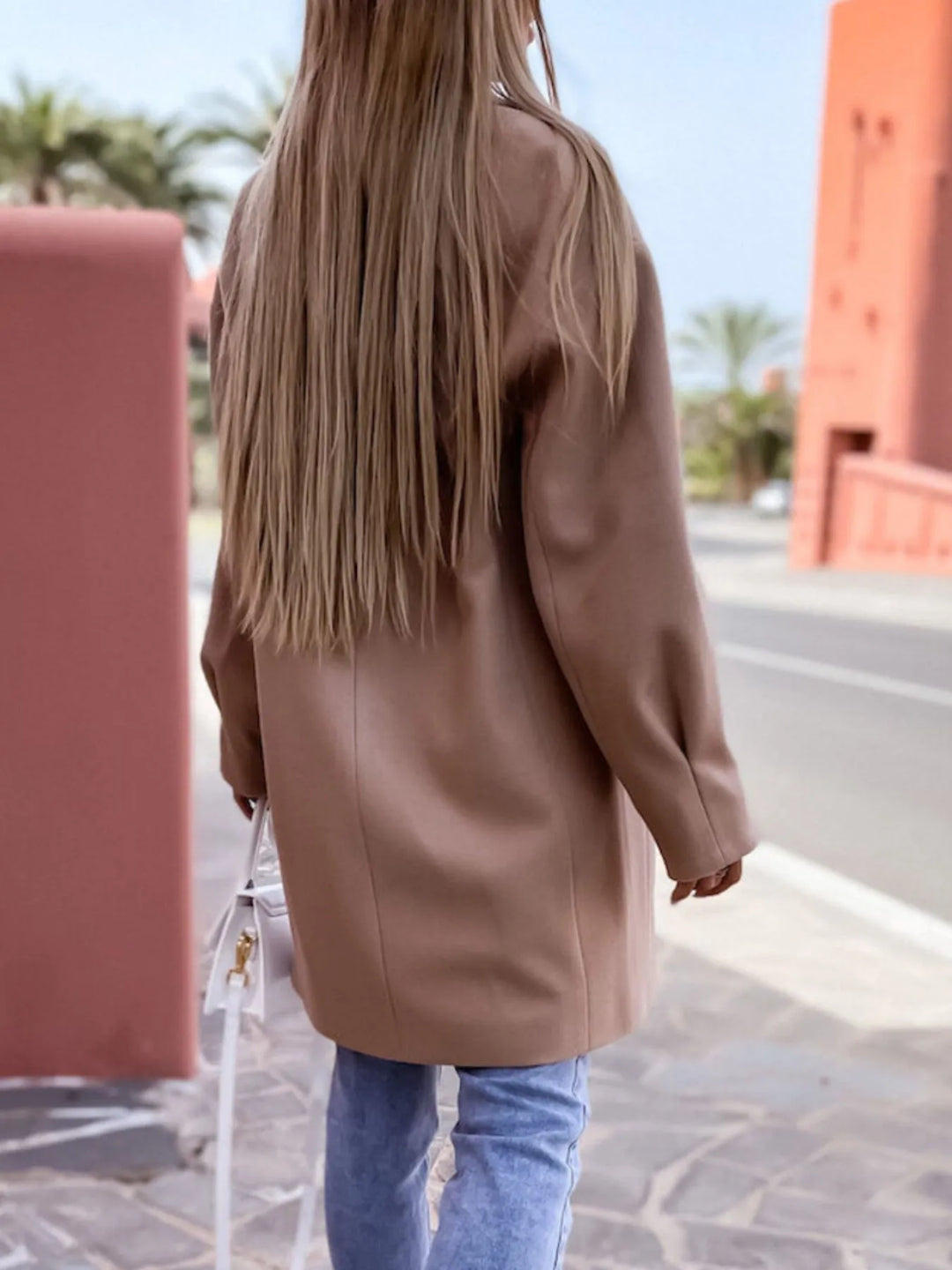 Cappotto invernale lungo da donna a doppiopetto con tasche, taglie S-3XL