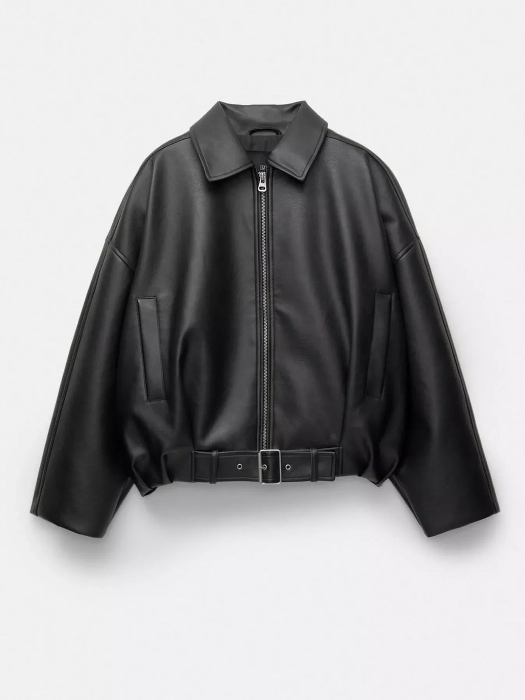 Chaqueta elegante de piel sintética con cremallera para mujer, forrada, tallas XS-XL