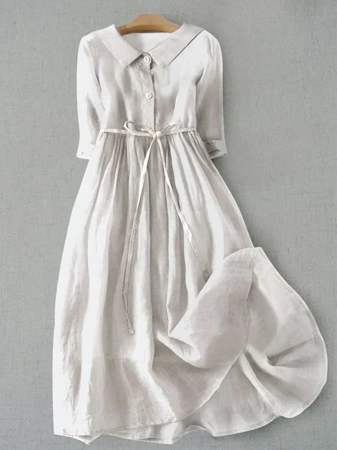 Women's Casual Button-Front Midi Dress - Effortless Everyday Style-The Yellow Prime