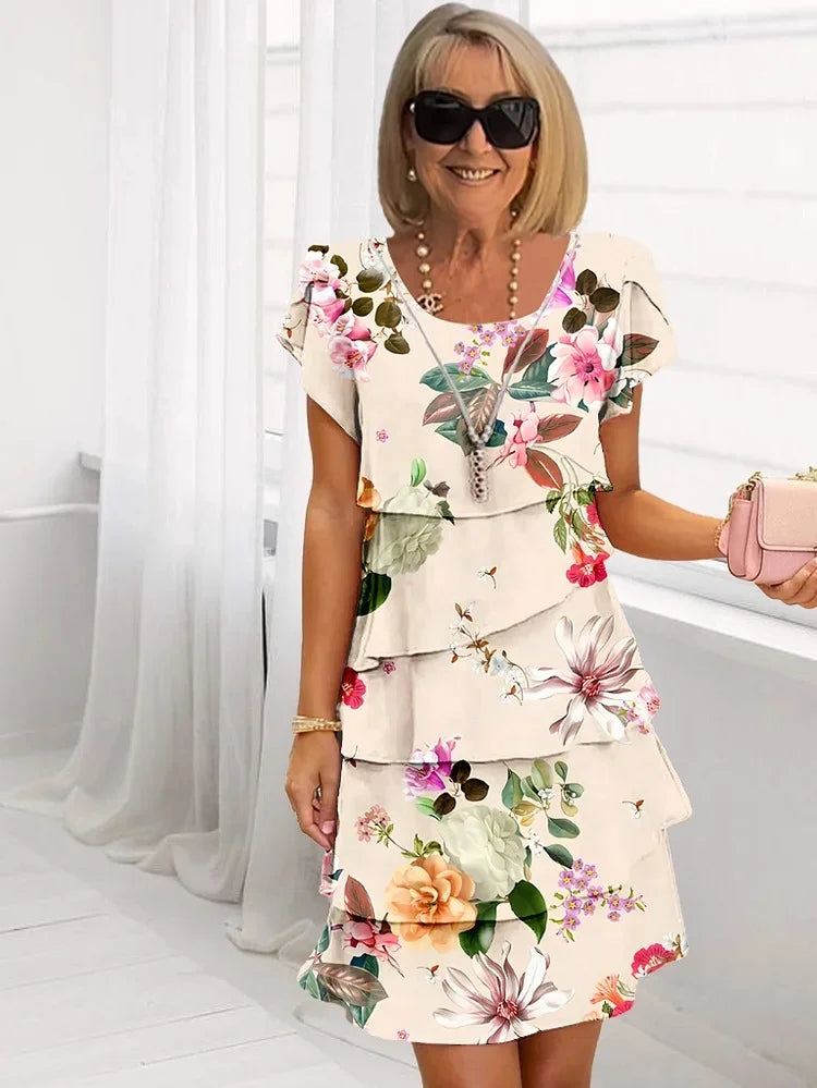 Phoebe | Women's Floral Tiered Mini Dress-The Yellow Prime