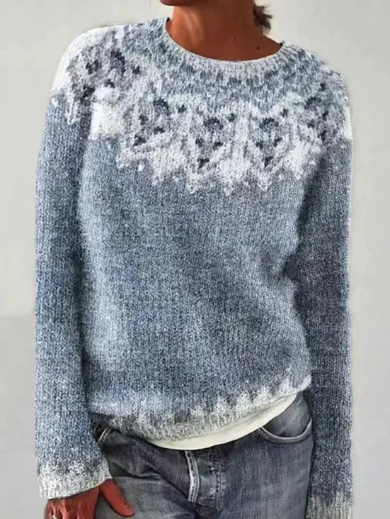 Women's Colorful Scandinavian Patterned Knitted Sweater
