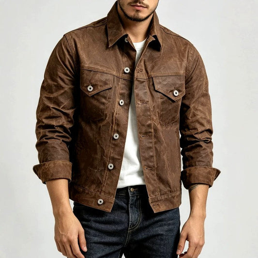 Veste trucker texturée pour homme à boutons-pression - Chaude, idéale en automne et en hiver